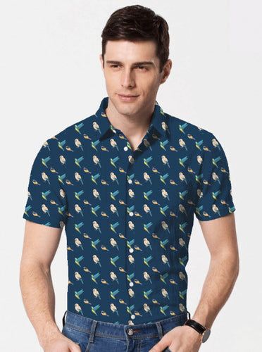 Tropical birds Pattern Knit Shirt -ZF903B