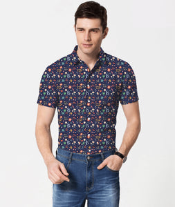 Floral Pattern Knit Shirt -ZF912B