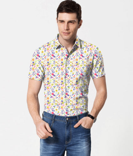 Floral Pattern Knit Shirt -ZF917B