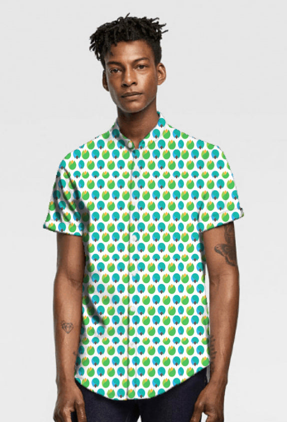 Green Floral Pattern Knit Shirt -ZF919B
